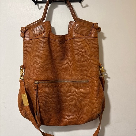 Foley + Corinna Handbags - FOLEY + CORINNA City Tote Handbag Croc Embossed Leather Mid Shoulder Bag Brown